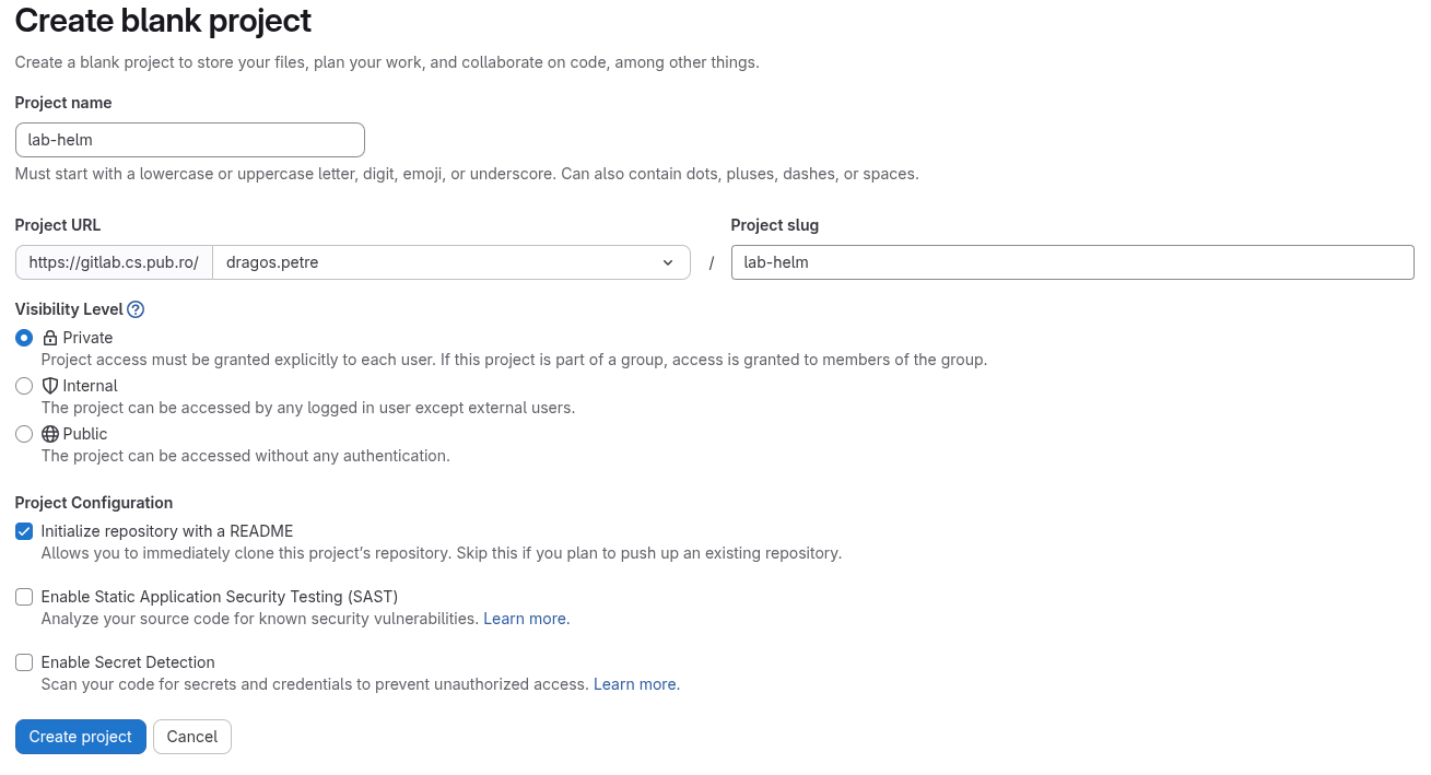 Setup New Gitlab Project